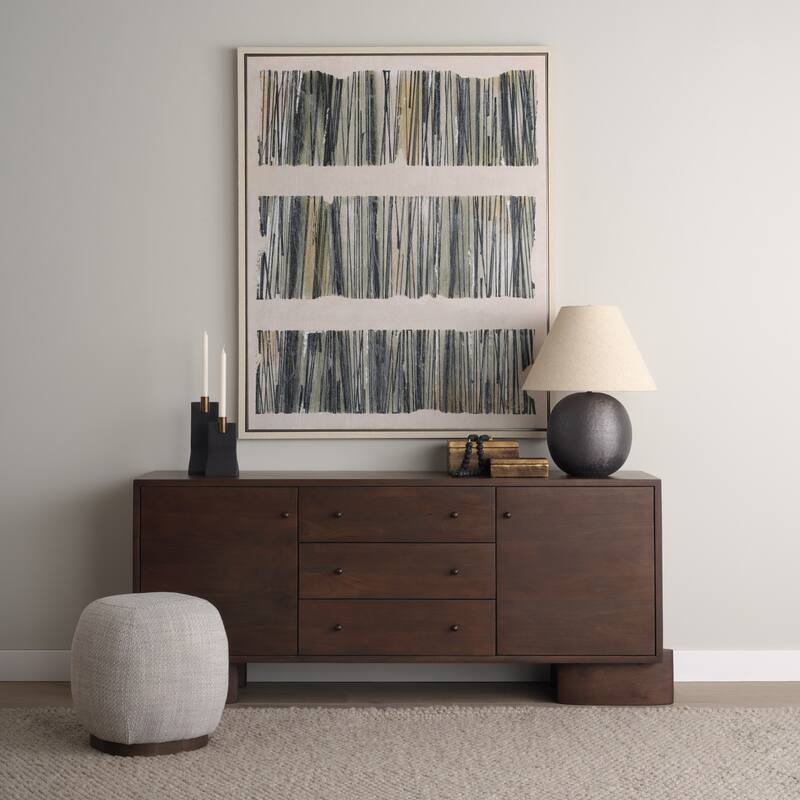 Jonan Brown Wood w/ Dark Aged Brass 2 Door 3 Drawer Sideboard