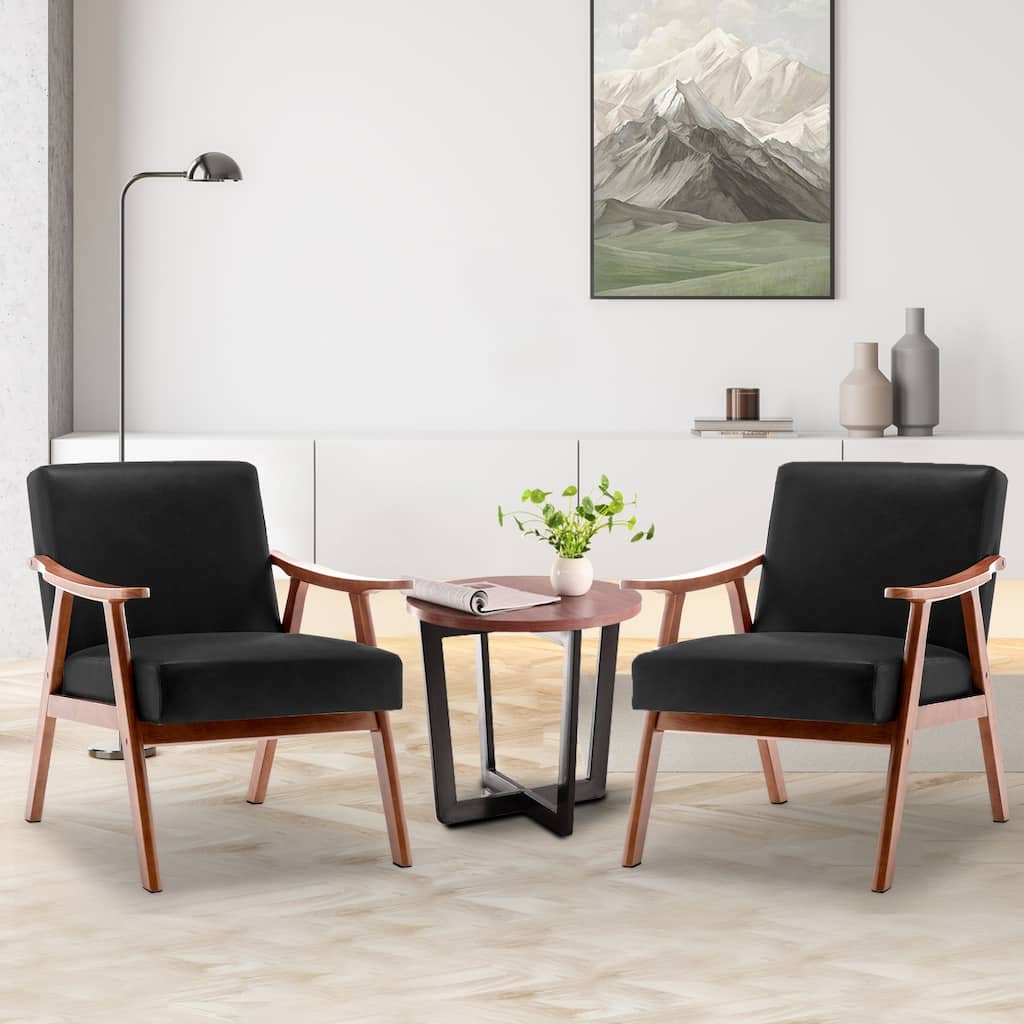 Side Chair Reception Chair with Wood Legs, Leather Chair Office Chair Arm Chair Coffee Chair Dressing Chair