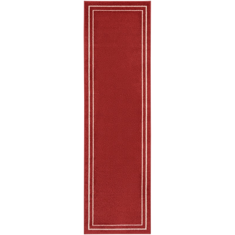 Nourison Sandy Indoor / Outdoor Solid Area Rug - 8' Runner - Brick/Ivory