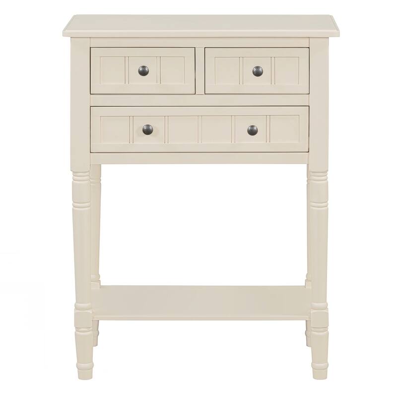 Narrow Console Table, Slim Sofa Table with Three Storage Drawers and Bottom Shelf