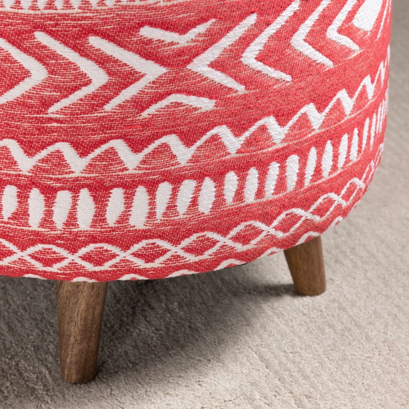 Halvorson Red Stool With Mango Wood Feet