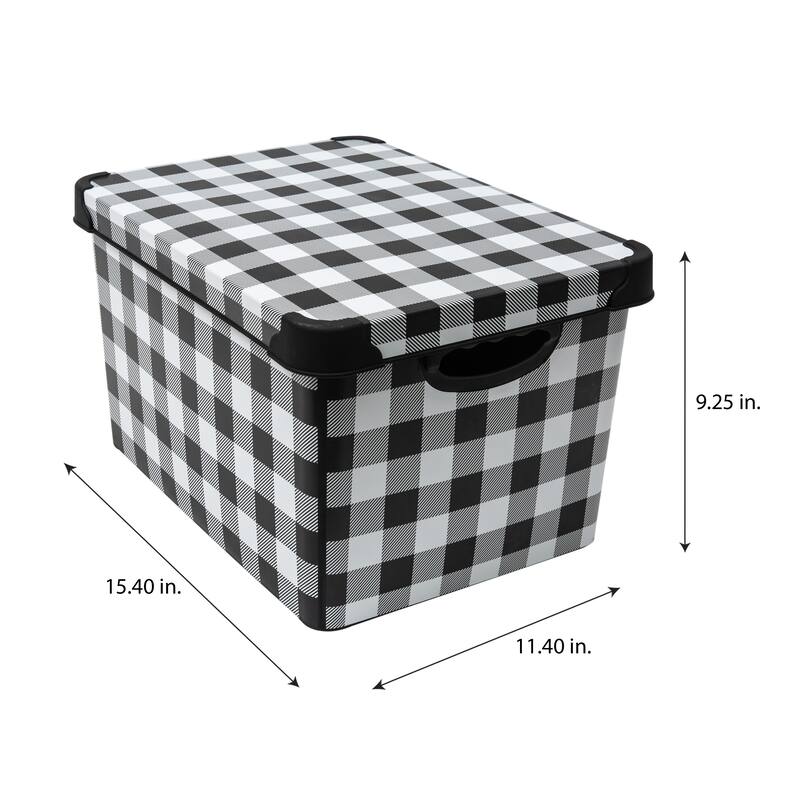Simplify Checkered Storage Tote Bin