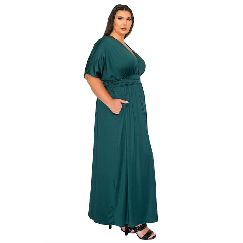 L I V D Women's Plus Size Raffi Pocket Empire Waist Maxi Dress