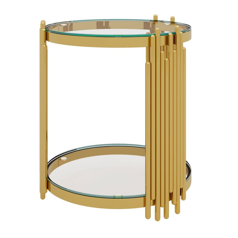 Glass Coffee Table Set of 3, Includes 1 Coffee Table & 2 End Tables, Luxury Living Room Table Set with Glass Top and Lower Shelf