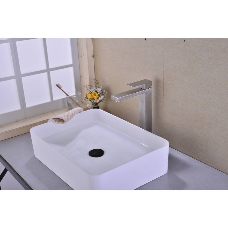 Single Handle Sink Brushed Nickel Vanity Bathroom Faucet with Splash Free Aerator, High Pressure Resistant