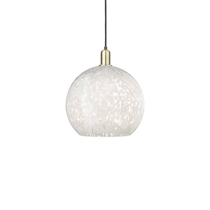 Innovations Lighting 716-1P-18-14 White Mouchette Pendant White - Black Antique Brass / White Mouchette