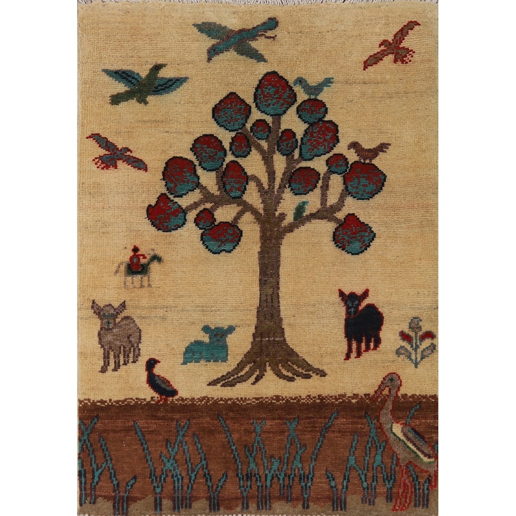 Traditional Kazak Oriental Foyer Rug Handmade Yellow Wool Carpet - 2'0"x 3'0"