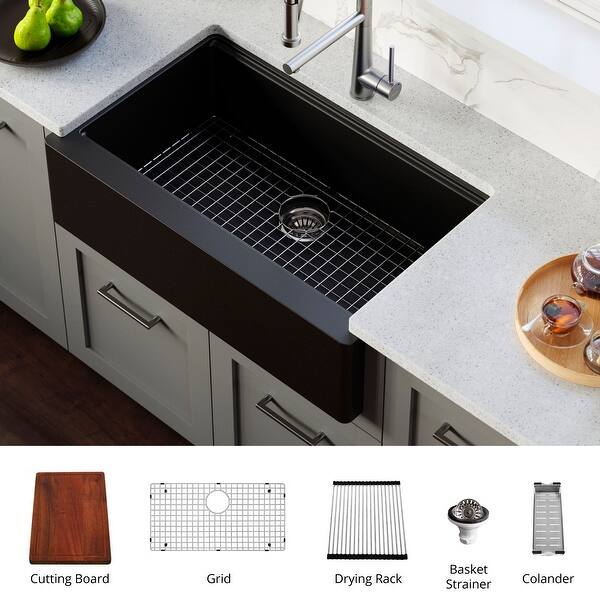 slide 2 of 51, Karran 34" Undermount Large Single Bowl Quartz Farmhouse Workstation Kitchen Sink