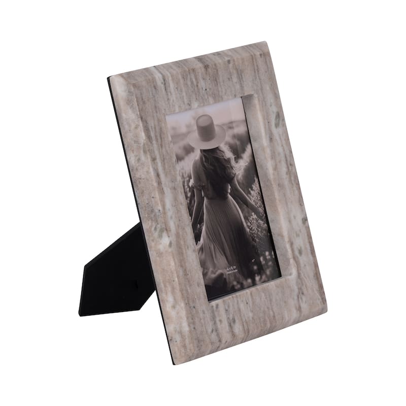 Sagebrook Home Curved Marble Photo Frame, Mocha, Rectangle