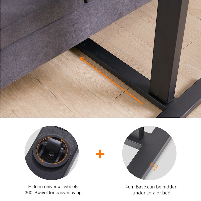 Rolling Overbed Adjustable Laptop Cart Side Table Stand for Couch