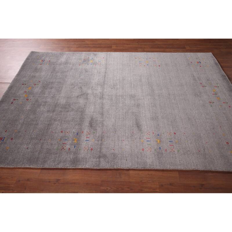 Gabbeh Indian Area Rug Hand-Knotted Tribal Wool Carpet - 5'3"x 7'9"