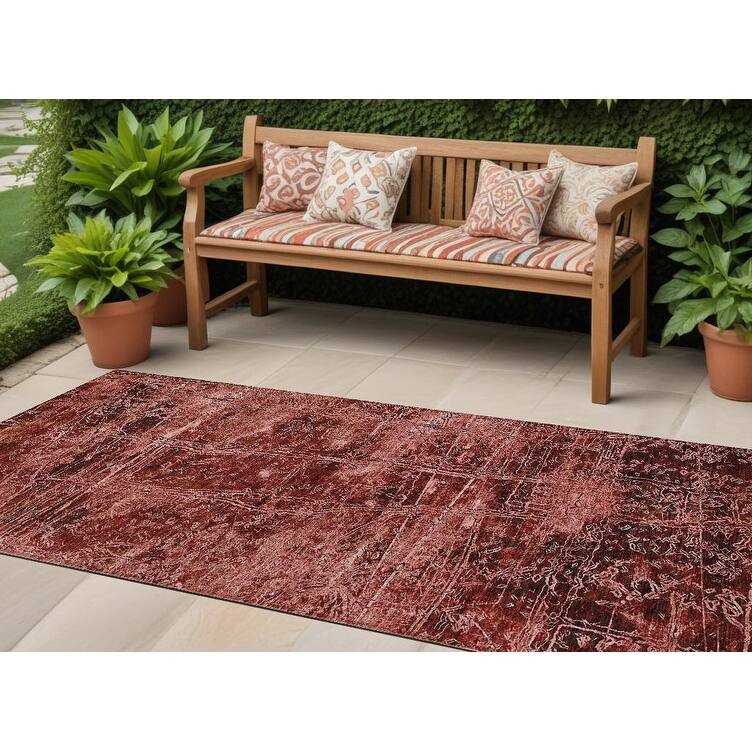 Rari Contemporary Abstract Weather Resistant Versatile Elegance Outdoor Rug - 8' Runner - Purple