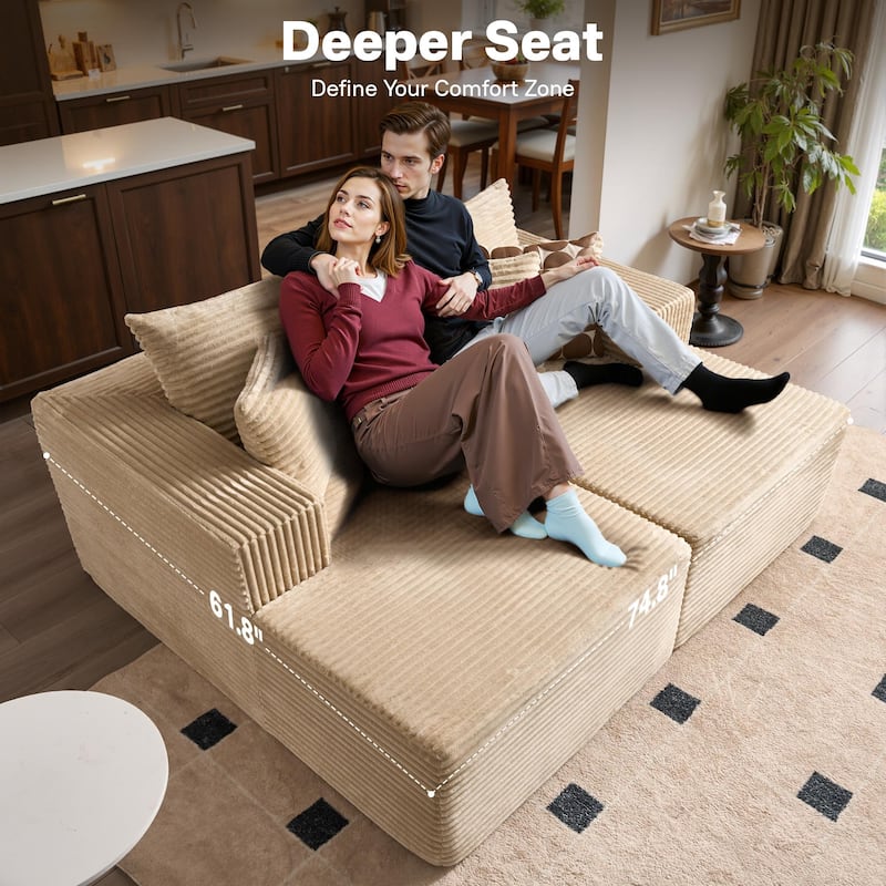OVIOS Plush Sponge Double Chaise Lounge Sofa