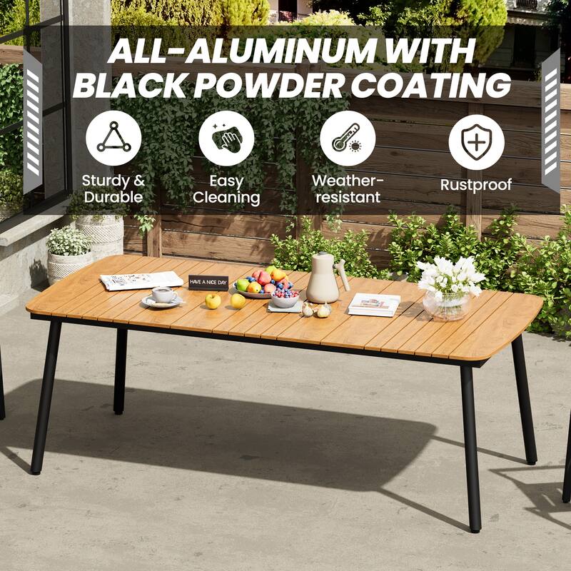 Outdoor Patio Dining Table Rectangular Aluminum Outdoor Table for 6/8/10 Person