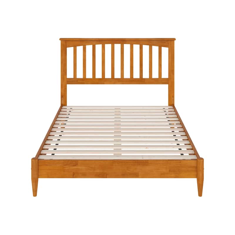 Solid Wood Low Profile Platform Bed - Full Size Bed Frame with USB Ports