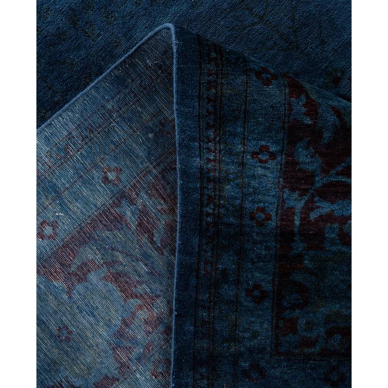 Overdyed One-of-a-Kind Hand-Knotted Area Rug - Blue - 9' 0" x 12' 1"
