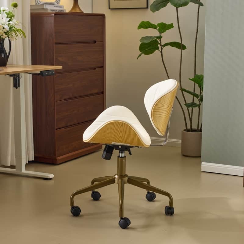 PU Curved Office Chair With Antique Bronze Base