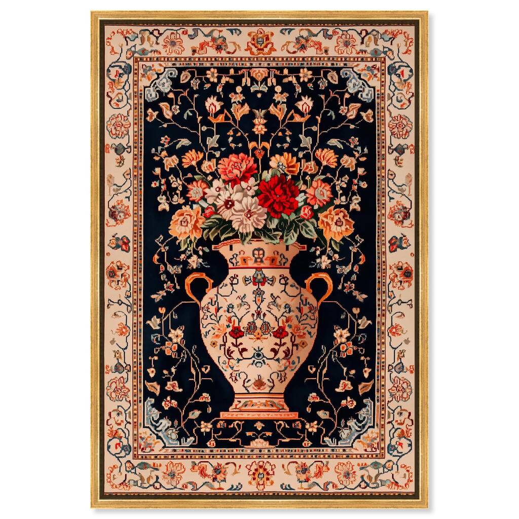 Persian Vase and Flowers Canvas by Art Remedy