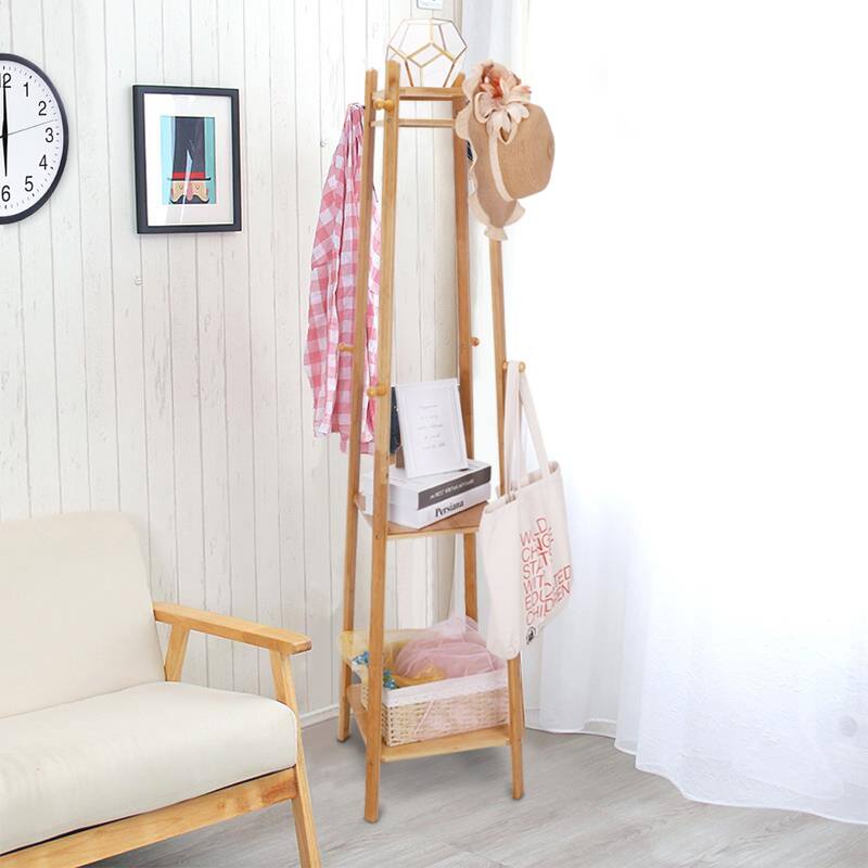 Solid Wood 8 Hook Freestanding Coat Rack Storage - 67"h x 16"l x 16"l