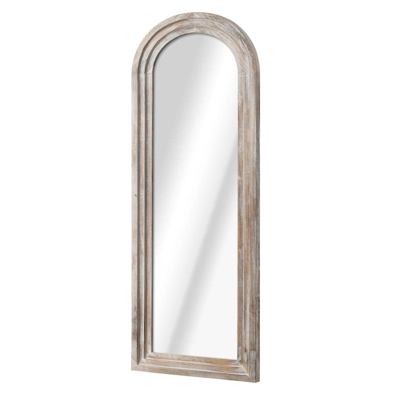 HomeRoots 71" White Solid Wood Arch Freestanding Framed Full Length Mirror - 31.00 in. x 71.00 in. x 0.79 in.