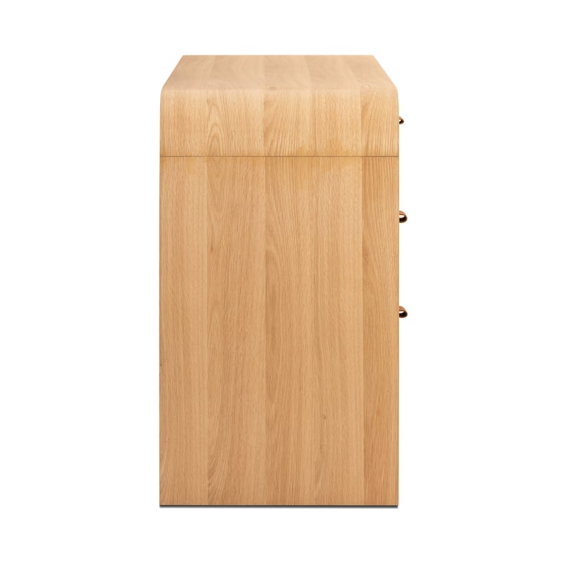 Poly & Bark Cirq 6 Drawer White Oak Dresser With Leather Pulls