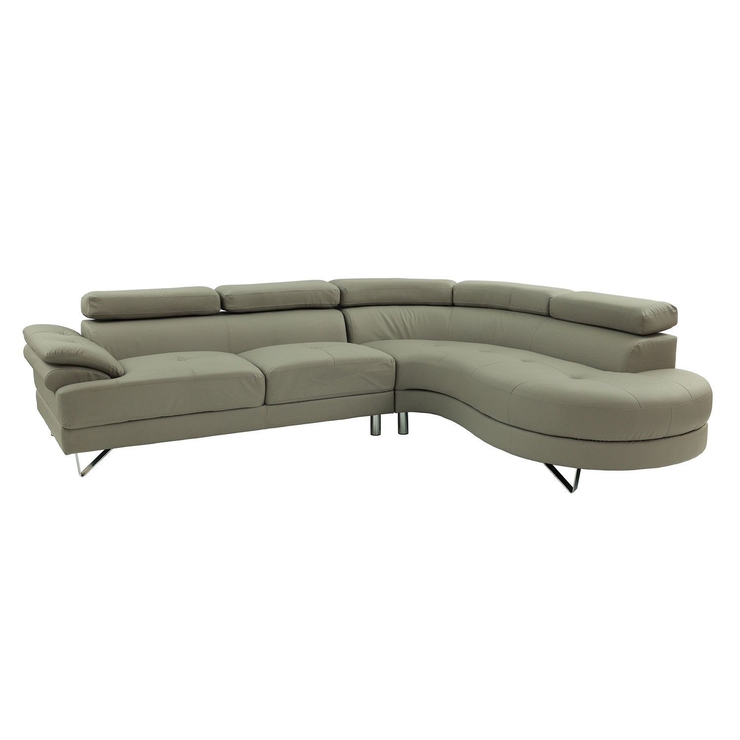 Bobkona Isidro Faux Leather sectional with Adjustable headrest.