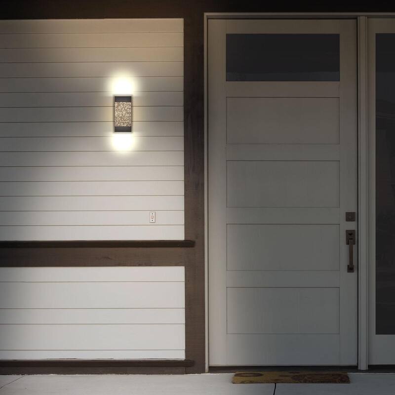 Luxrite Modern LED Up Down Outdoor Wall Lights, Bubble Glass, 12W, 3CCT 3000K 4000K 5000K, IP65, 12", Aluminum, ETL