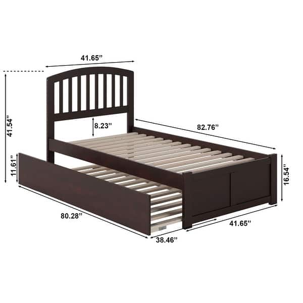 dimension image slide 10 of 11, Richmond Solid Wood Platform Bed with Footboard & Twin XL Trundle