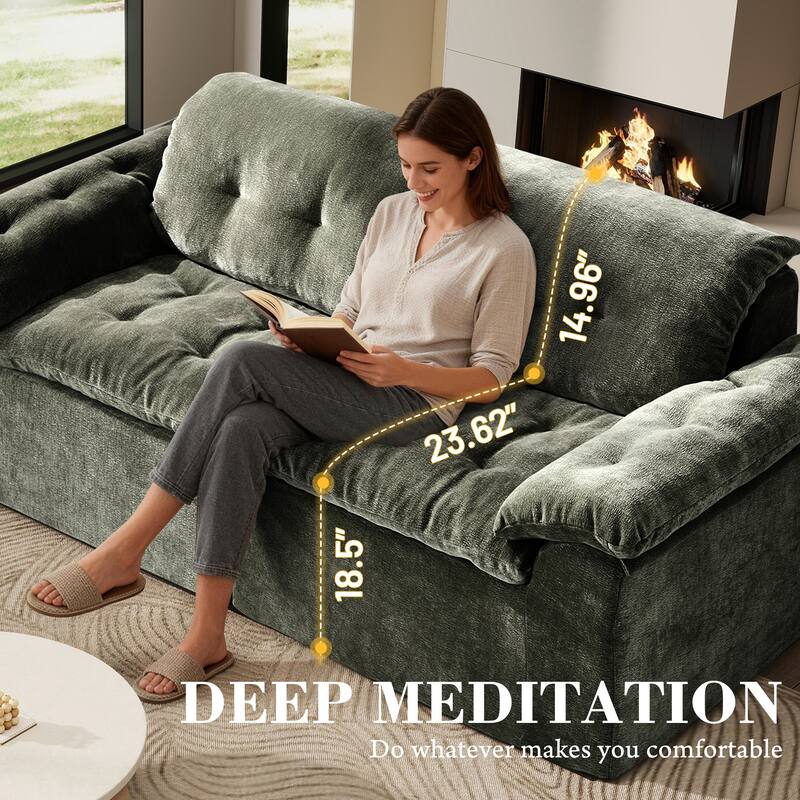 Rossetta Modular Design Cushioned Modular Chenille Fabric Sleeper Loveseat Sofa