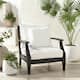 SAFAVIEH Couture Freida Wood Patio Arm Chair - 31.4" W x 35.6" L x 32.6" H - 31"W x 36"D x 33"H - Black/White