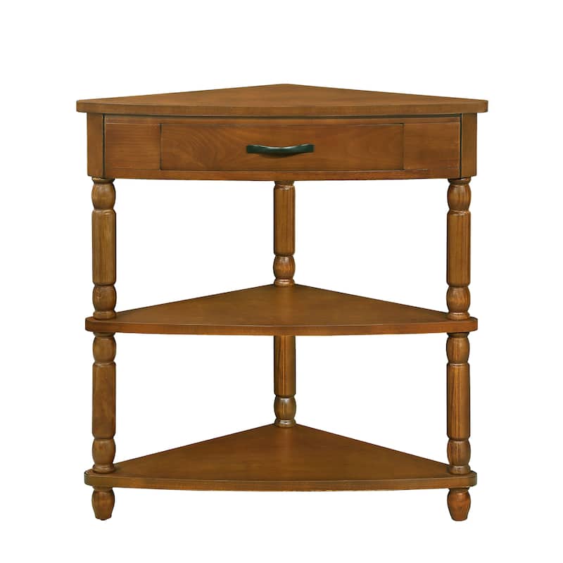 Wood Triangle Corner Side Table for Small Spaces Living Room