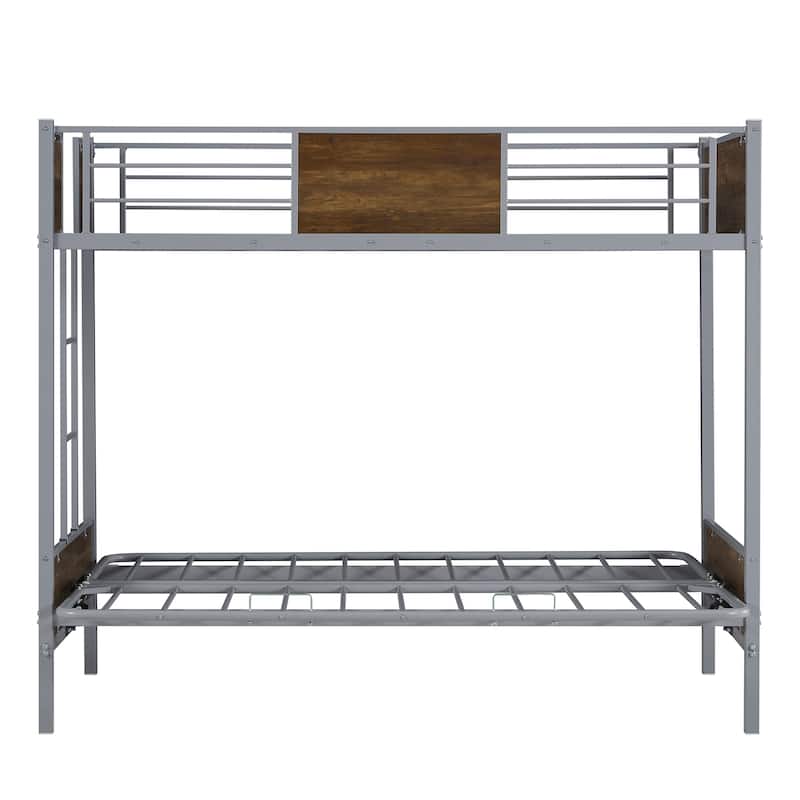 Twin Over Futon Bunk Bed, Metal Futon Bunk Bed Frame with Guardrails