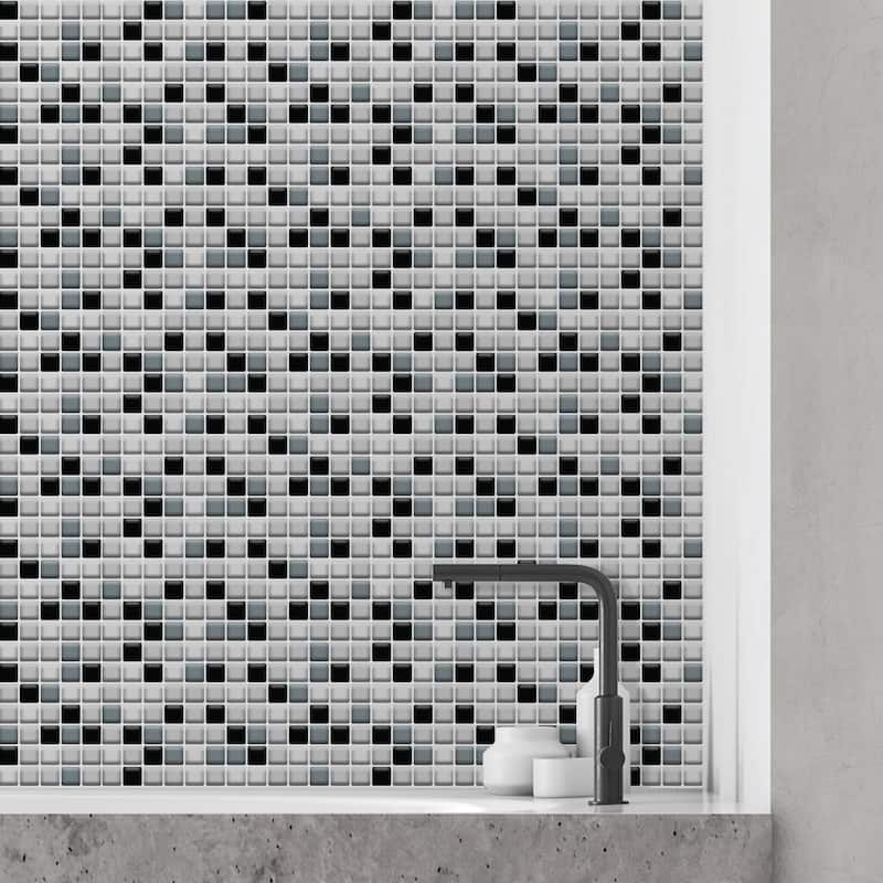 Walplus Small Square Mosaic Tile Sticker Kitchen Peel and Stick Backsplash Bathroom Decor