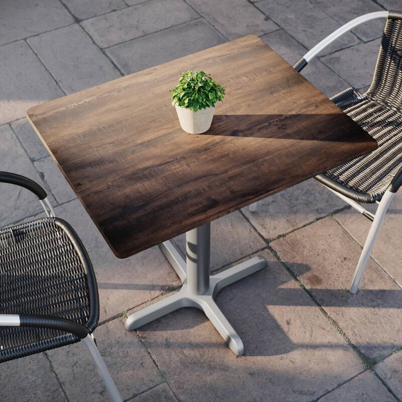 Commercial All-Weather HPL Tabletop with Crisscross Base - 29.75"W x 23.75"D x 31.25"H