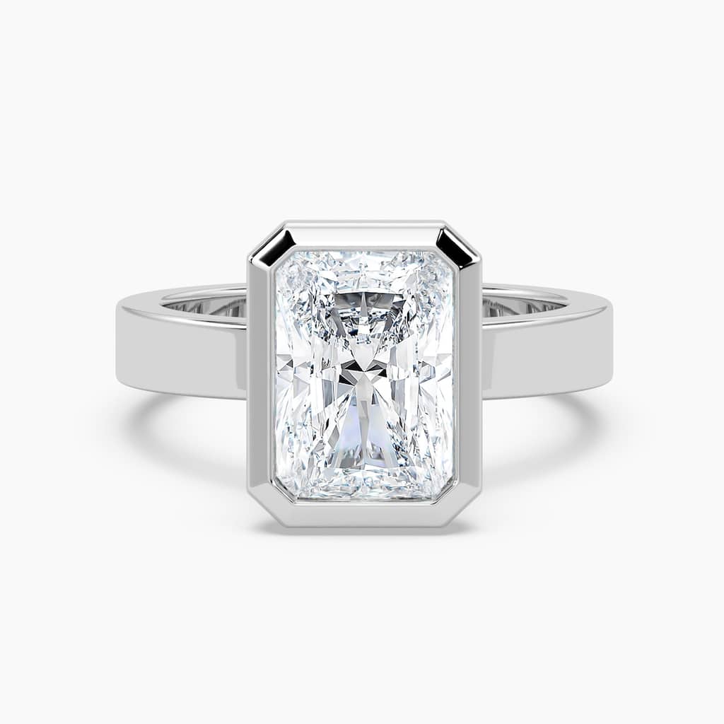 Auriya 14K Gold Lab Grown Diamond Radiant Cut Bezel Flat Band Solitaire Engagement Ring 1.00 - 5.00ct. tw. (E-F, VS)