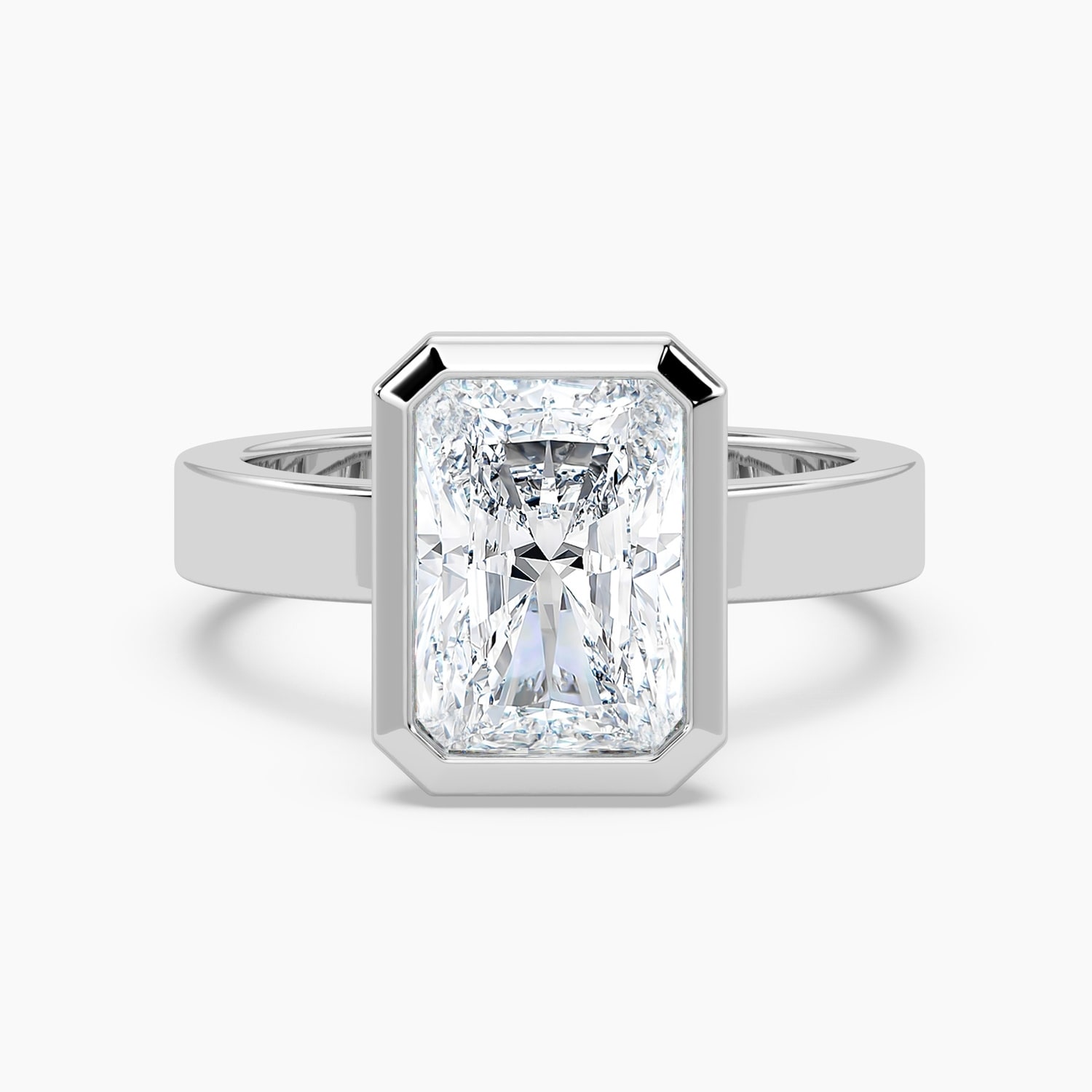Auriya 14K Gold Lab Grown Diamond Radiant Cut Bezel Flat Band Solitaire Engagement Ring 1.00 - 5.00ct. tw. (E-F, VS)