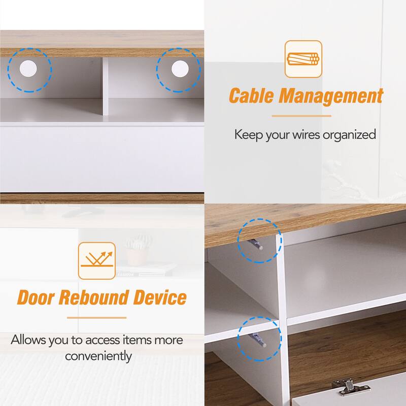 Rectangle TV Stand for TVs up to 80", Media Console with Storage, Entertainment Center with Door Rebound Device