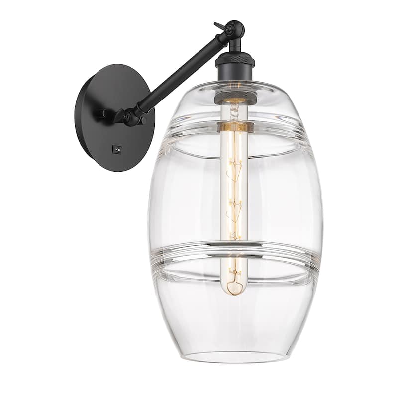 Innovations Lighting 317-1W-10-8 Vaz Sconce Vaz 10" Tall Wall Sconce - Matte Black / Clear