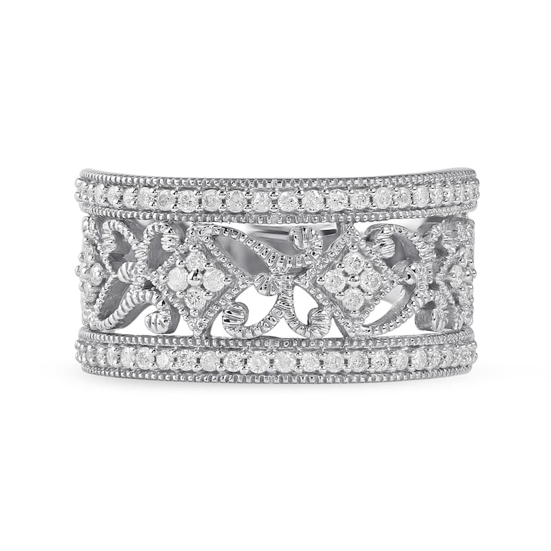 1/3ct TDW Diamond Vintage Inspired Ring in Silver for Women
