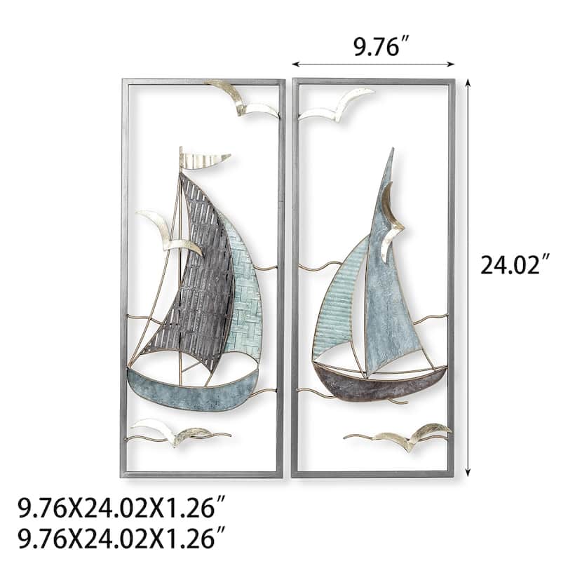 Adeco 3D Metal Ship Wall Decoration Sailboat Wall Sculpture