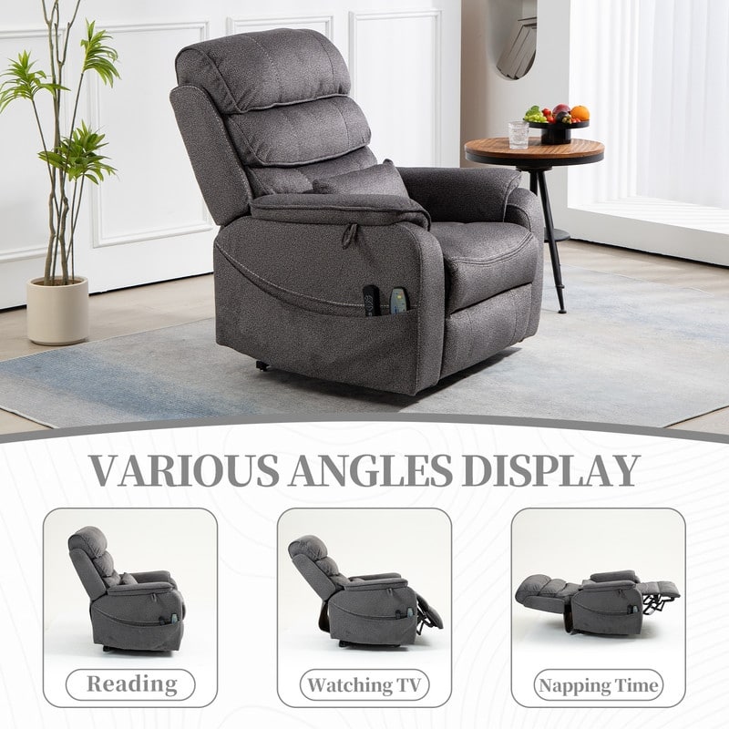 Deluxe Version Dual Motors Power Lift Recliner,Lay Flat 74.8 " Length,100% Polyester,Message/Heat,Eazy Assemble