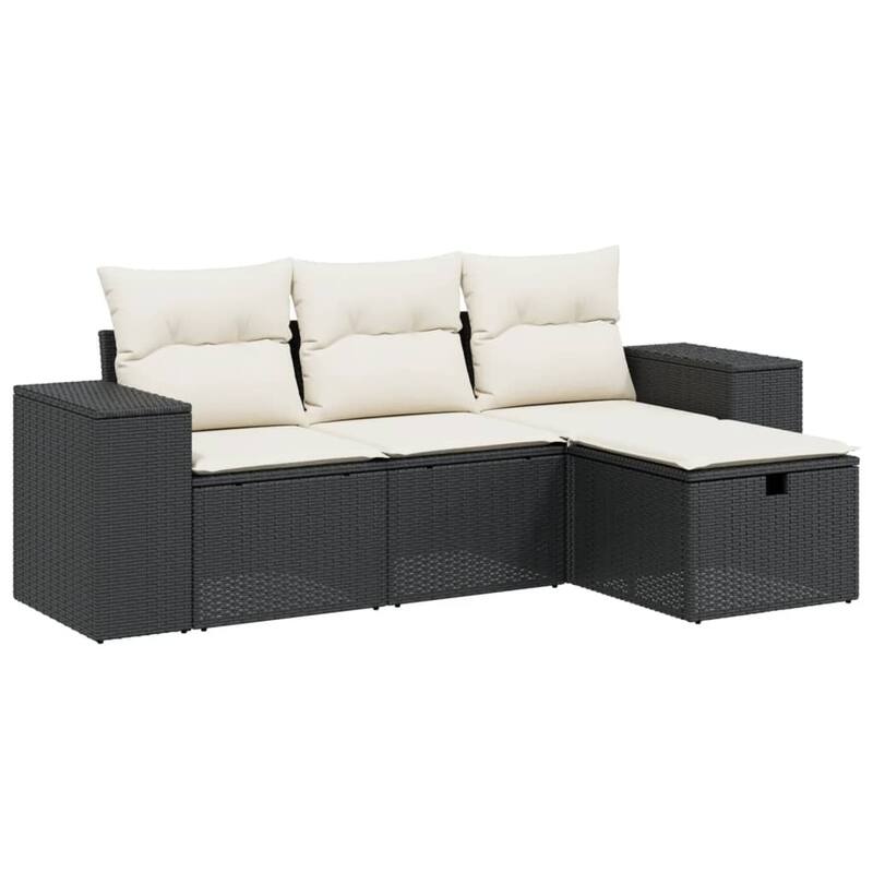 vidaXL Patio Sofa Set with Cushions Outdoor Furniture 4 Piece Poly Rattan
