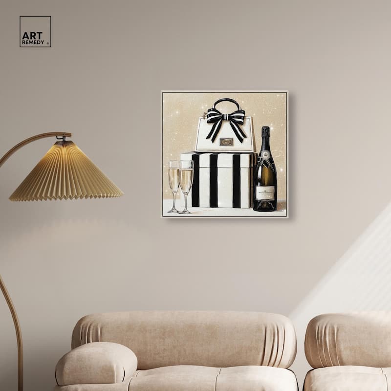 Black and White Striped Glam Canvas by Art Remedy