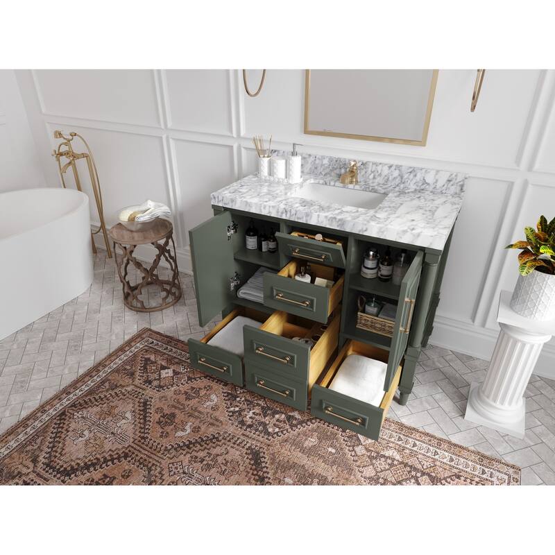 Willow Collections 42 in. W x 22 in. D Aberdeen Single Bowl Sink Bathroom Vanity in Pewter Green with Countertop
