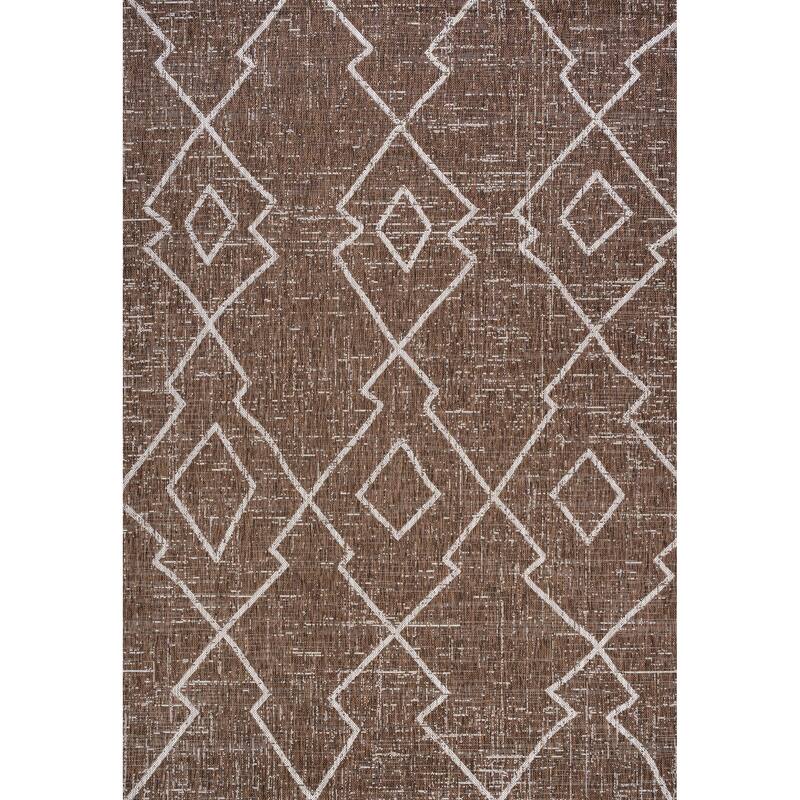 JONATHAN Y Derya Tribal Diamond Trellis Indoor/Outdoor Area Rug - 3 X 5 - Brown/Beige