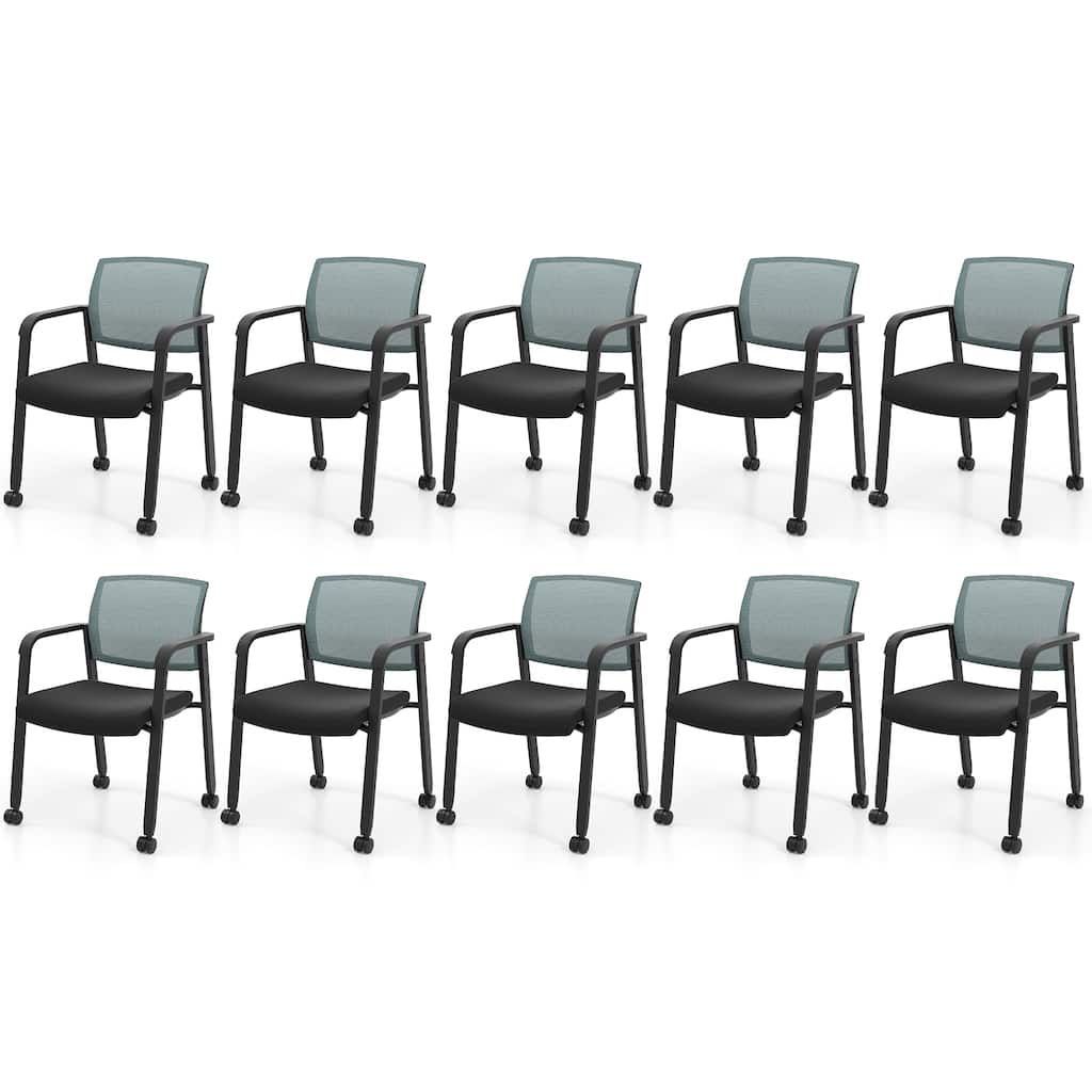 Gymax 10 PCSC Conference Chairs Stackable Office Guest Mesh Chair