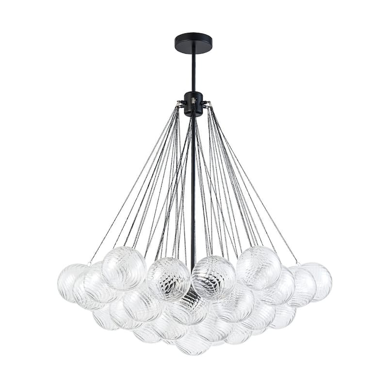 Modern 3-light Clear Ribbed Glass Globe Bubble Chandelier