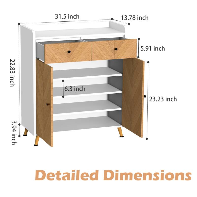 4-Tier Freestanding Shoe Storage Cabinet, Entryway Shoe Organizer with Drawers - N/A