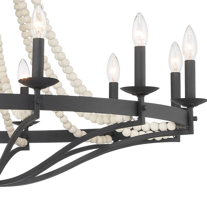 Fidenza Empire 12-light Farmhouse Coastal Beaded Chandelier with UL Certified - 40''
