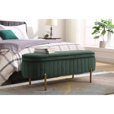 Porthos Home Vrai Storage Ottoman Bench, Velvet and Gold Legs